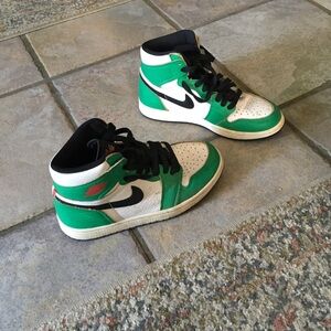 Kids Green and White High-Top Sneakers
